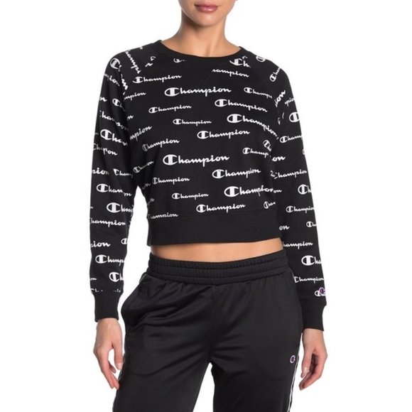 Champion Sweaters - Champion Black French Terry Crew Neck Sweatshirt